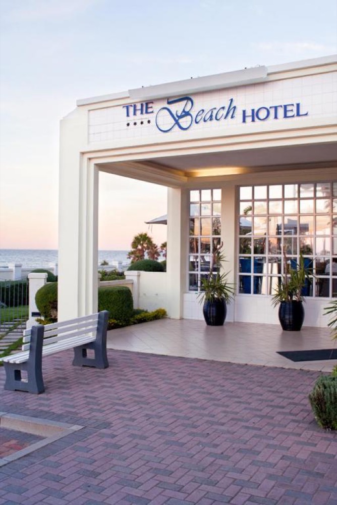 The colonnaded entrance of The Beach Hotel, Summerstrand, Port Elizabeth